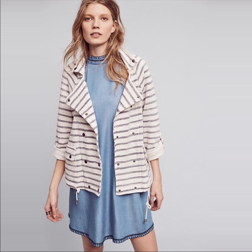 Dolan Nautical Striped Double Breasted Moto Jacket